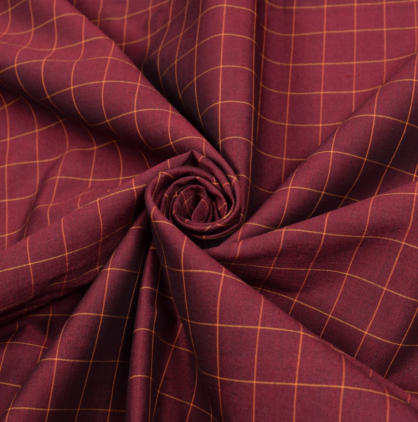 Sushila Vintage Maroon Saree Pure Cotton Silk Kanchipuram Checks Sari Fabric