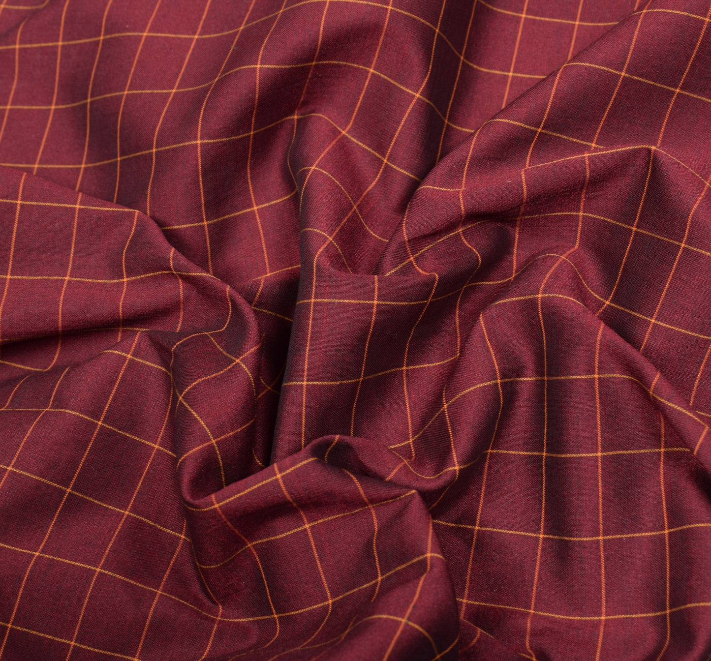 Sushila Vintage Maroon Saree Pure Cotton Silk Kanchipuram Checks Sari Fabric