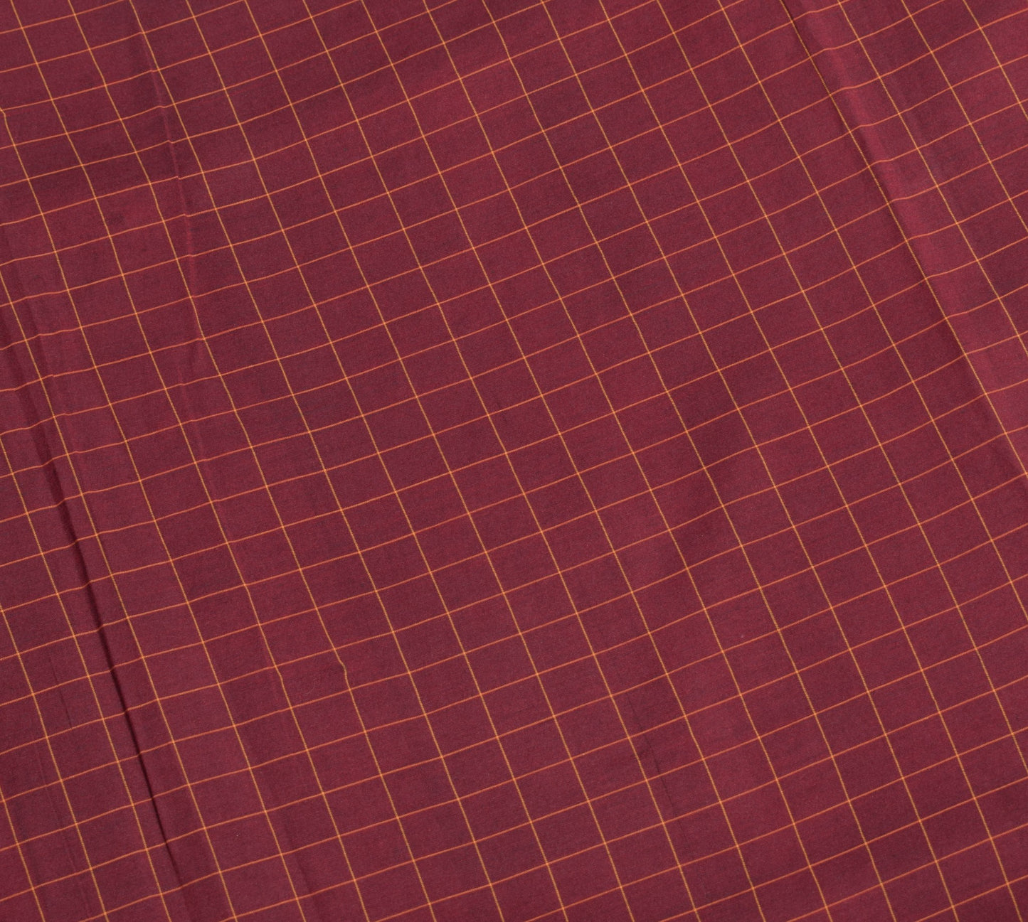 Sushila Vintage Maroon Saree Pure Cotton Silk Kanchipuram Checks Sari Fabric