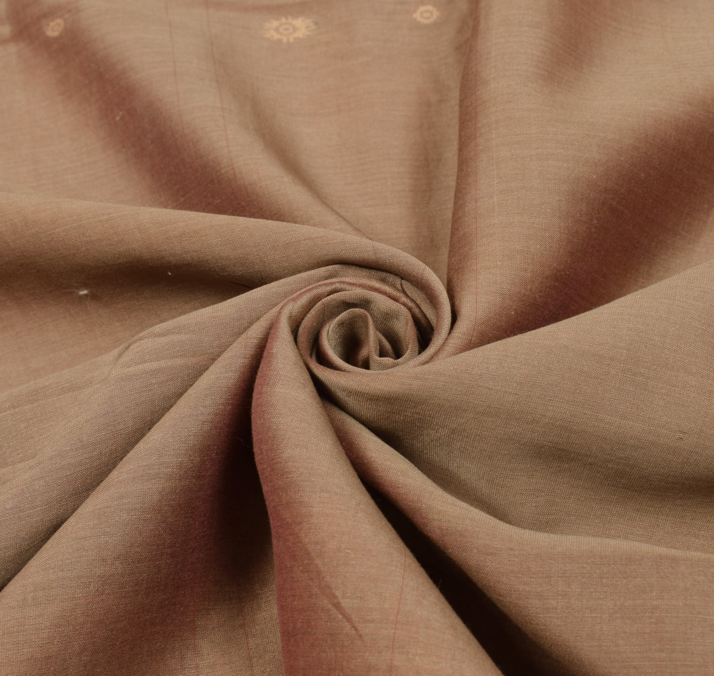 Sushila Vintage Brown Hand Woven Saree 100% Pure Cotton Floral Sari Craft Fabric