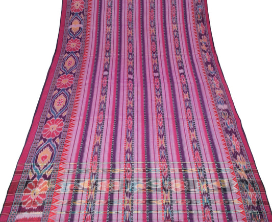 Sushila Vintage Odisha Handloom Sari maniabandha Pure Cotton Purple Ikat Saree