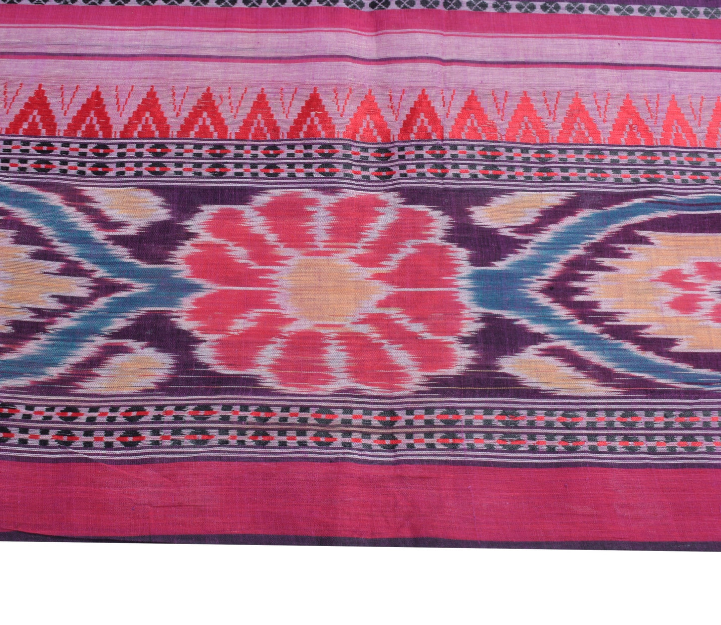 Sushila Vintage Odisha Handloom Sari maniabandha Pure Cotton Purple Ikat Saree