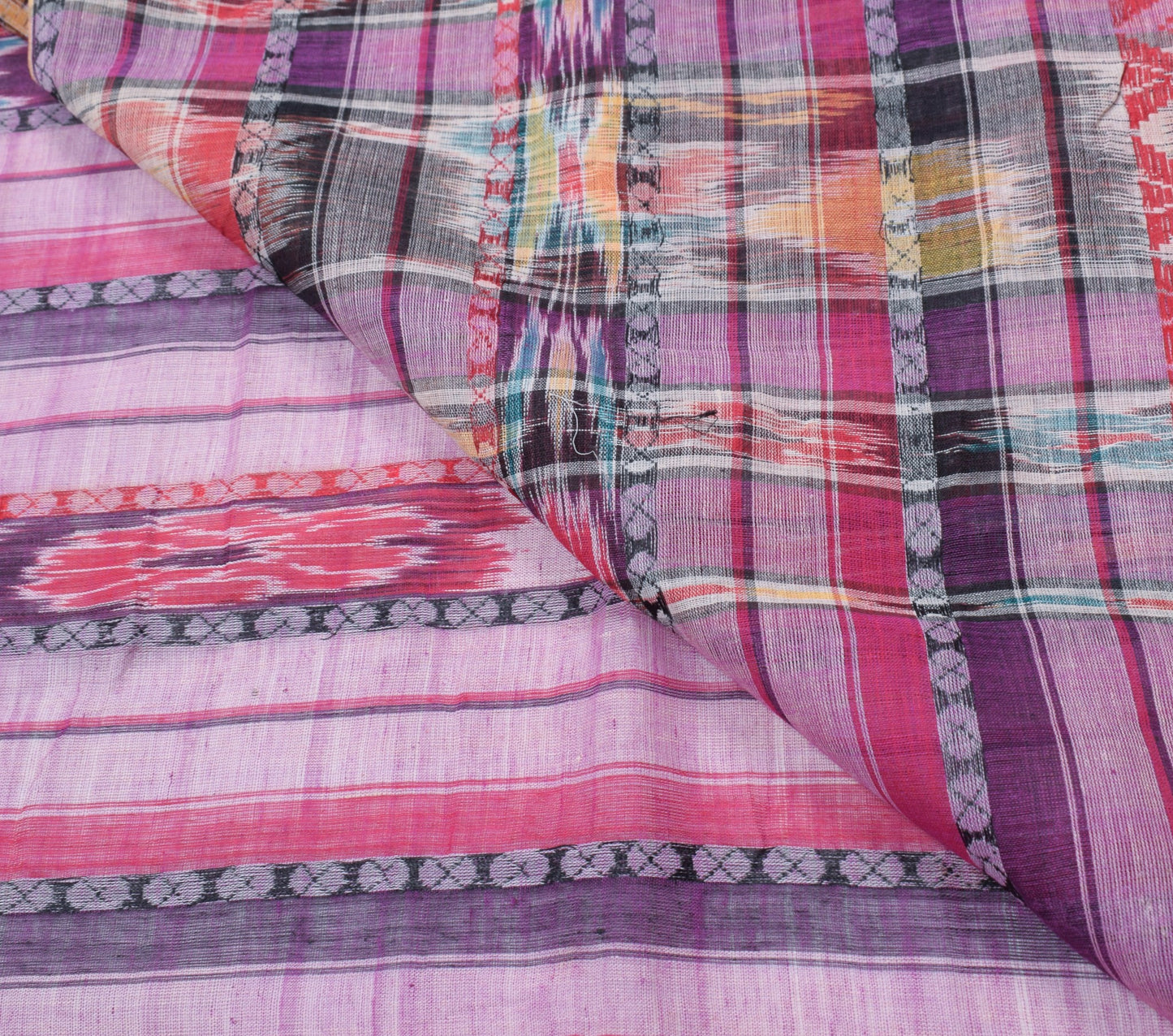 Sushila Vintage Odisha Handloom Sari maniabandha Pure Cotton Purple Ikat Saree