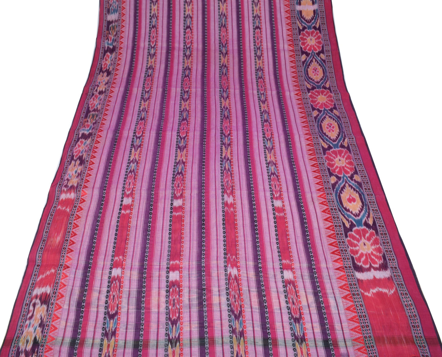 Sushila Vintage Odisha Handloom Sari maniabandha Pure Cotton Purple Ikat Saree
