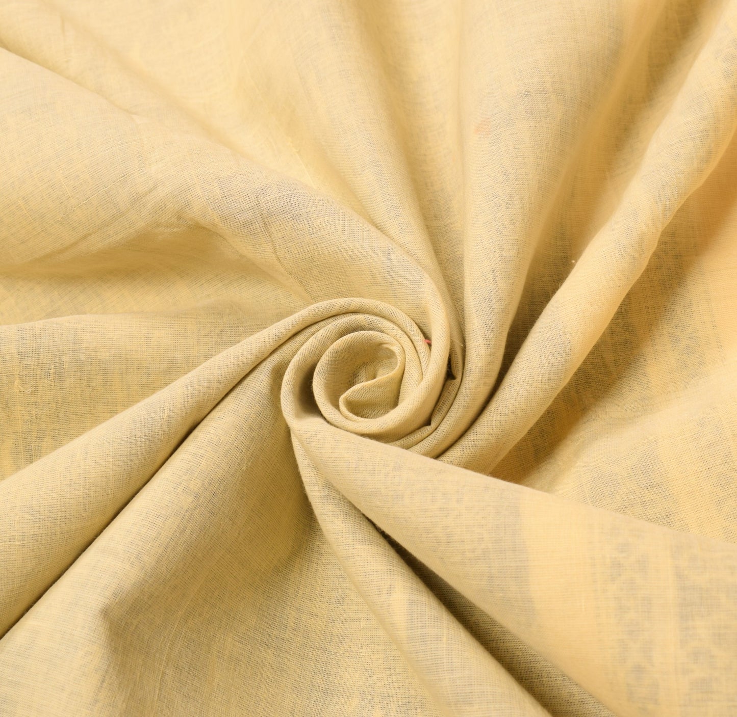 Sushila Vintage Light Yellow Saree 100%Pure Cotton Hand Woven Floral Sari Fabric