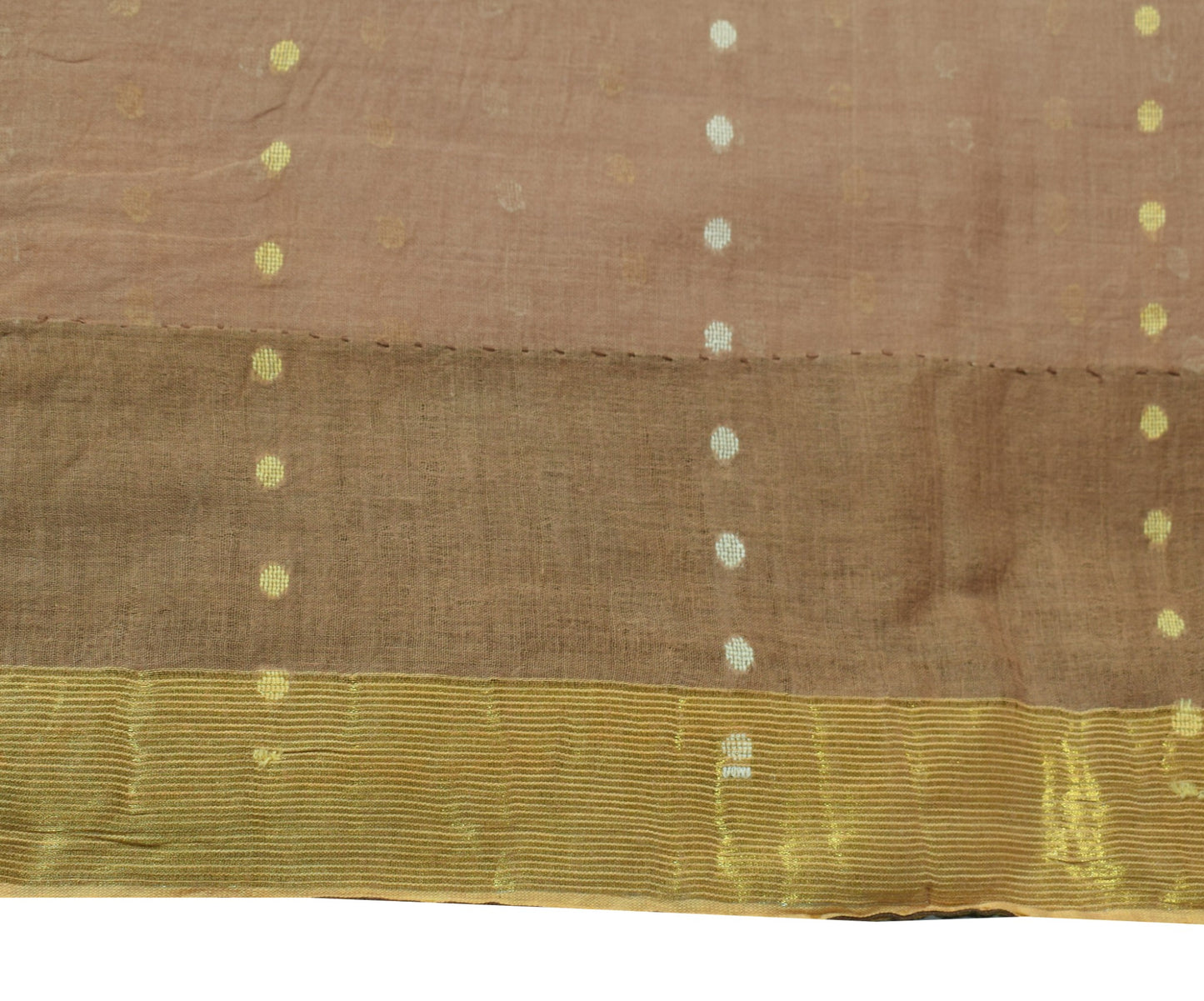 Sushila Vintage Brown Saree Pure Cotton Bengal Tant Woven Indian Sari Fabric