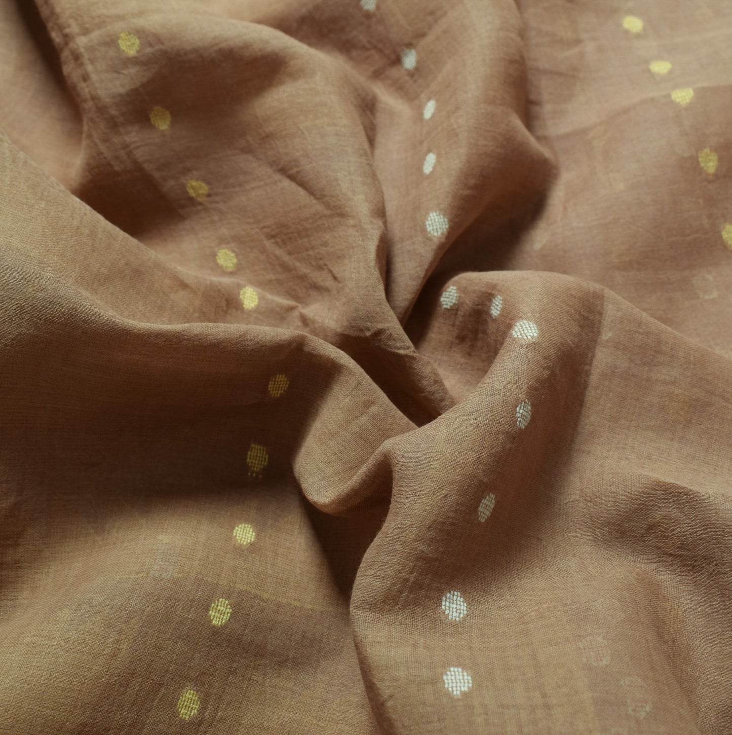 Sushila Vintage Brown Saree Pure Cotton Bengal Tant Woven Indian Sari Fabric