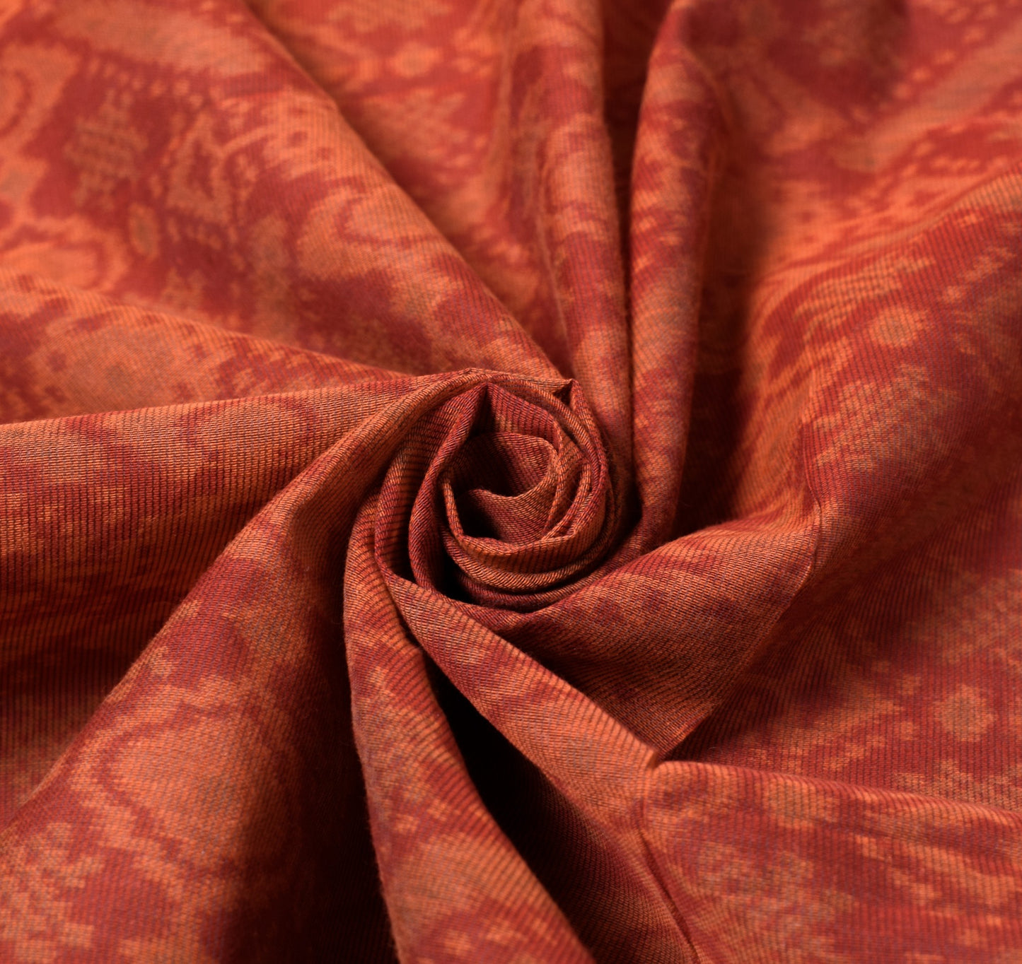 Sushila Vintage Dark Rust Saree Pure Cotton Printed with Zari Border Sari Fabric