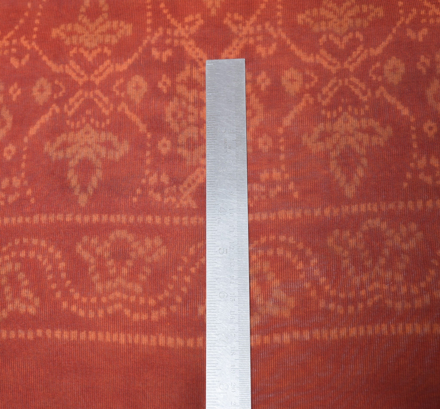Sushila Vintage Dark Rust Saree Pure Cotton Printed with Zari Border Sari Fabric
