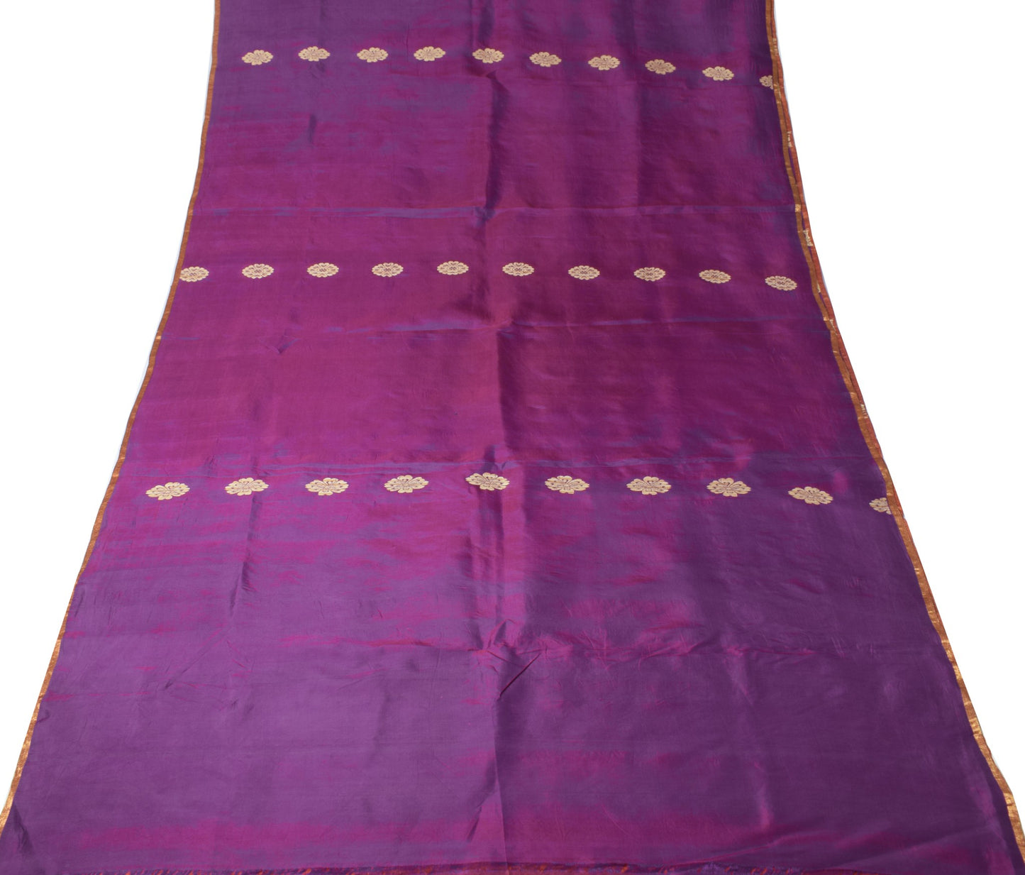 Sushila Vintage Purple Dual Toned Saree Woven Floral Pure Silk Soft Sari Fabric