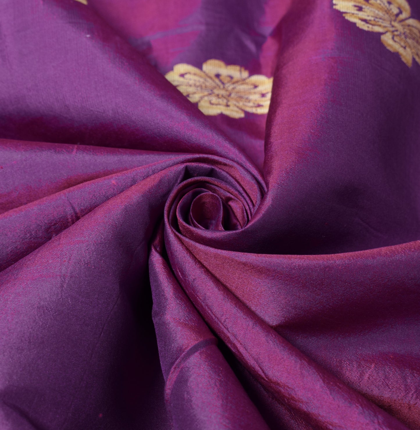 Sushila Vintage Purple Dual Toned Saree Woven Floral Pure Silk Soft Sari Fabric