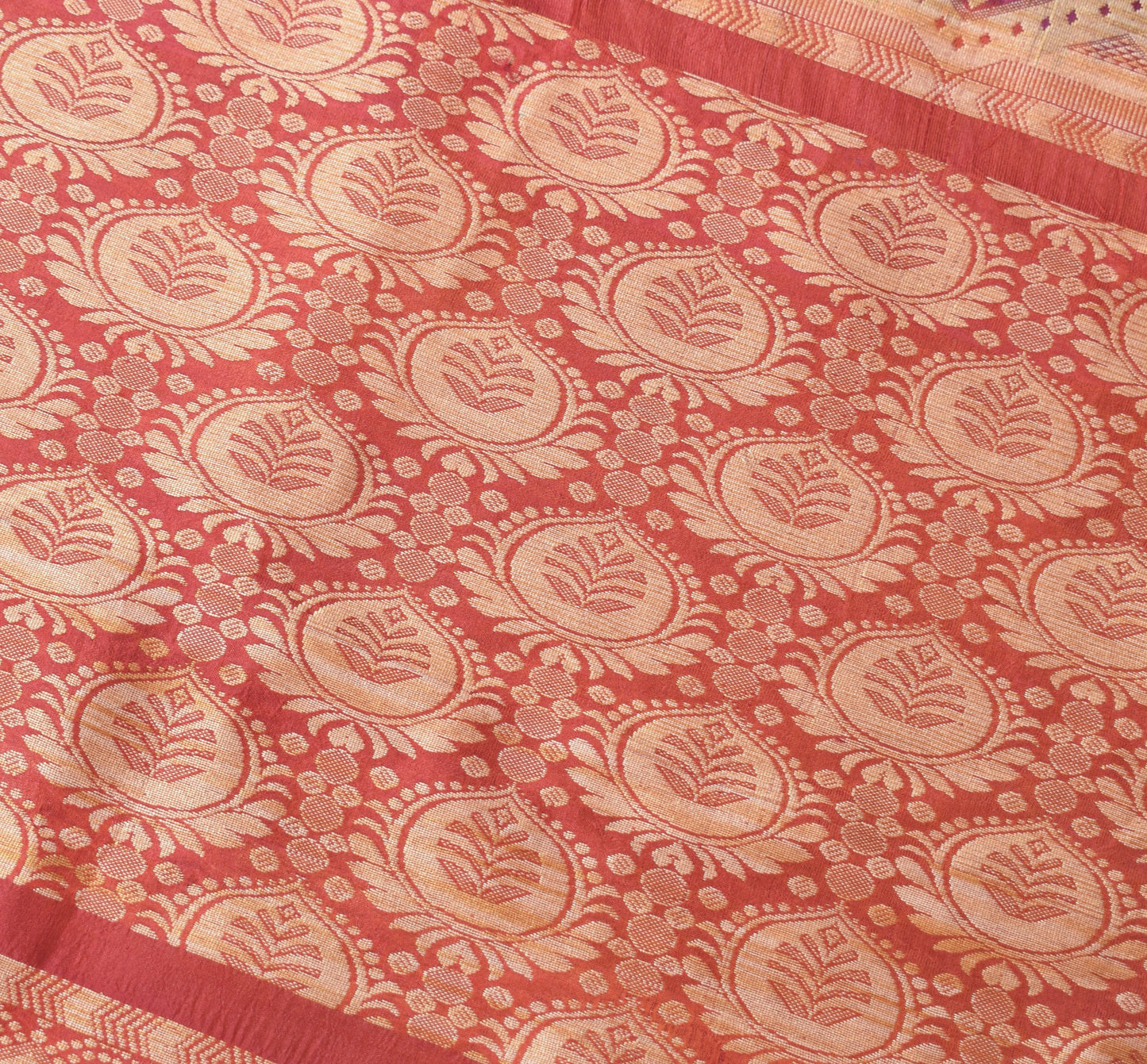 Sushila Vintage Purple Dual Toned Saree Woven Floral Pure Silk Soft Sari Fabric