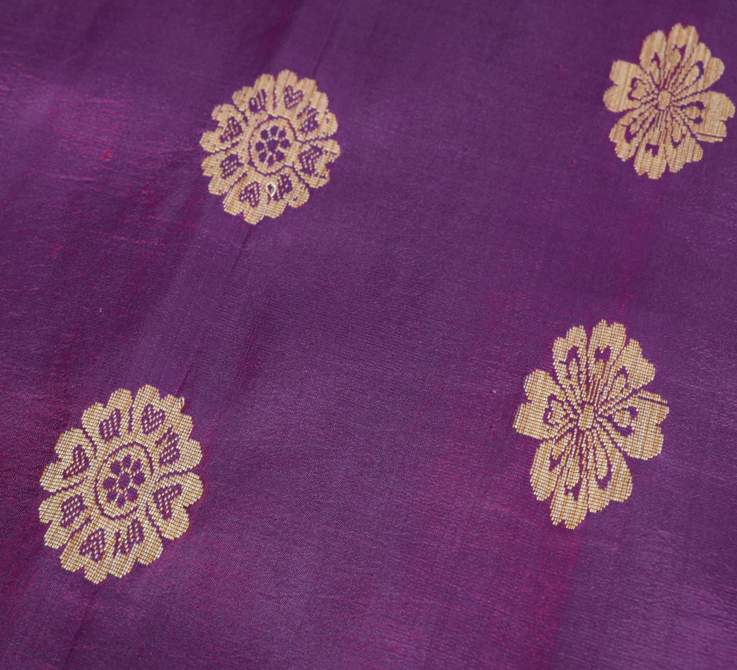 Sushila Vintage Purple Dual Toned Saree Woven Floral Pure Silk Soft Sari Fabric