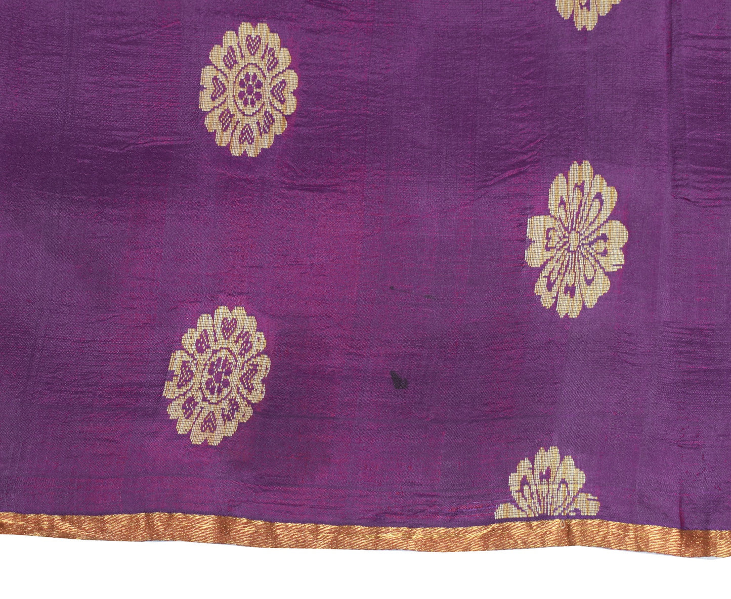 Sushila Vintage Purple Dual Toned Saree Woven Floral Pure Silk Soft Sari Fabric