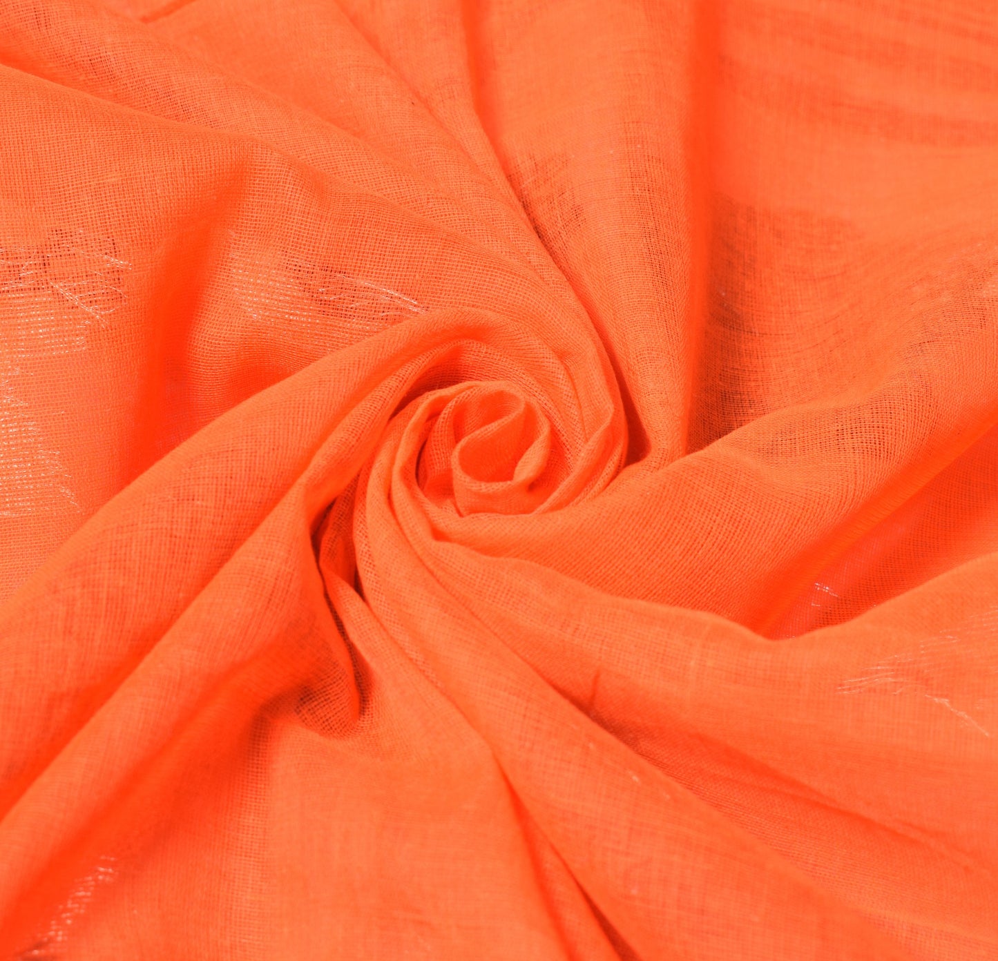 Sushila Vintage Orange Saree Pure Cotton Bengal Tant Woven Handloom Sari Fabric