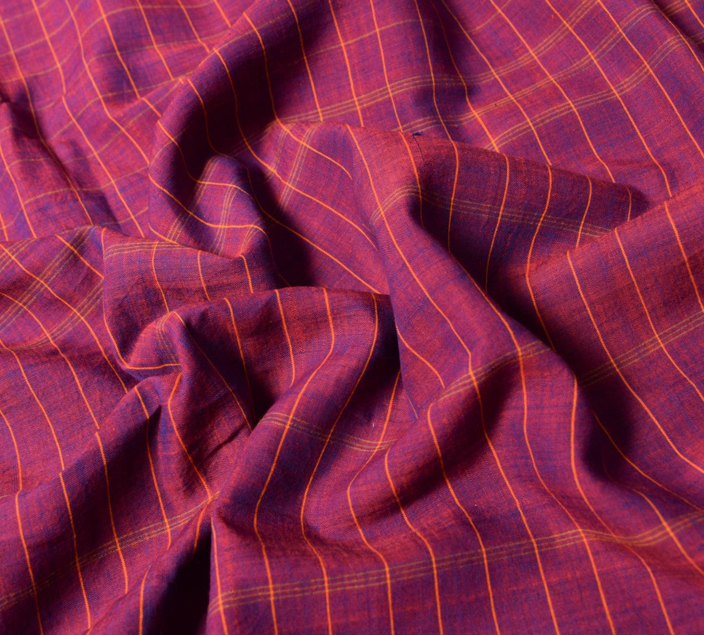 Sushila Vintage Purple Dual Toned Saree Pure Cotton Checks Handloom Sari Fabric