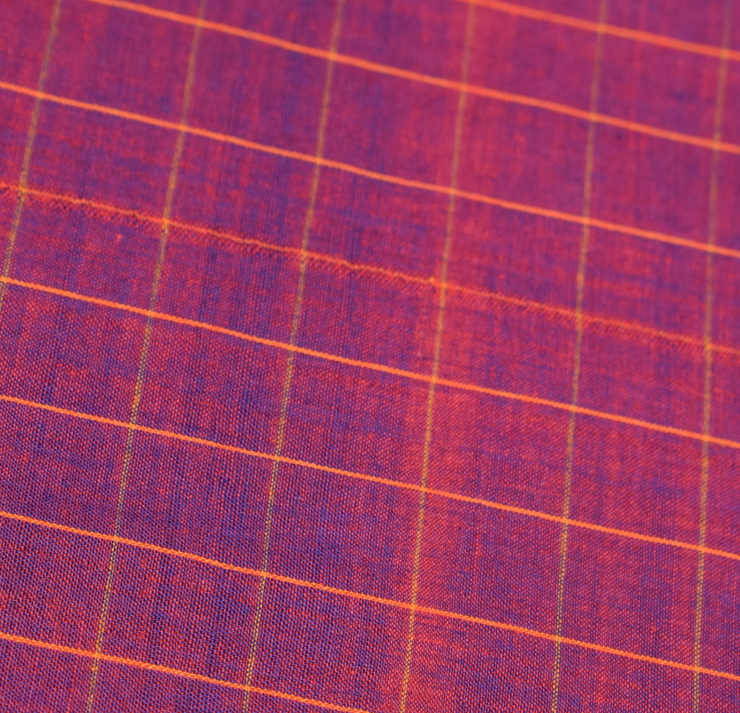 Sushila Vintage Purple Dual Toned Saree Pure Cotton Checks Handloom Sari Fabric