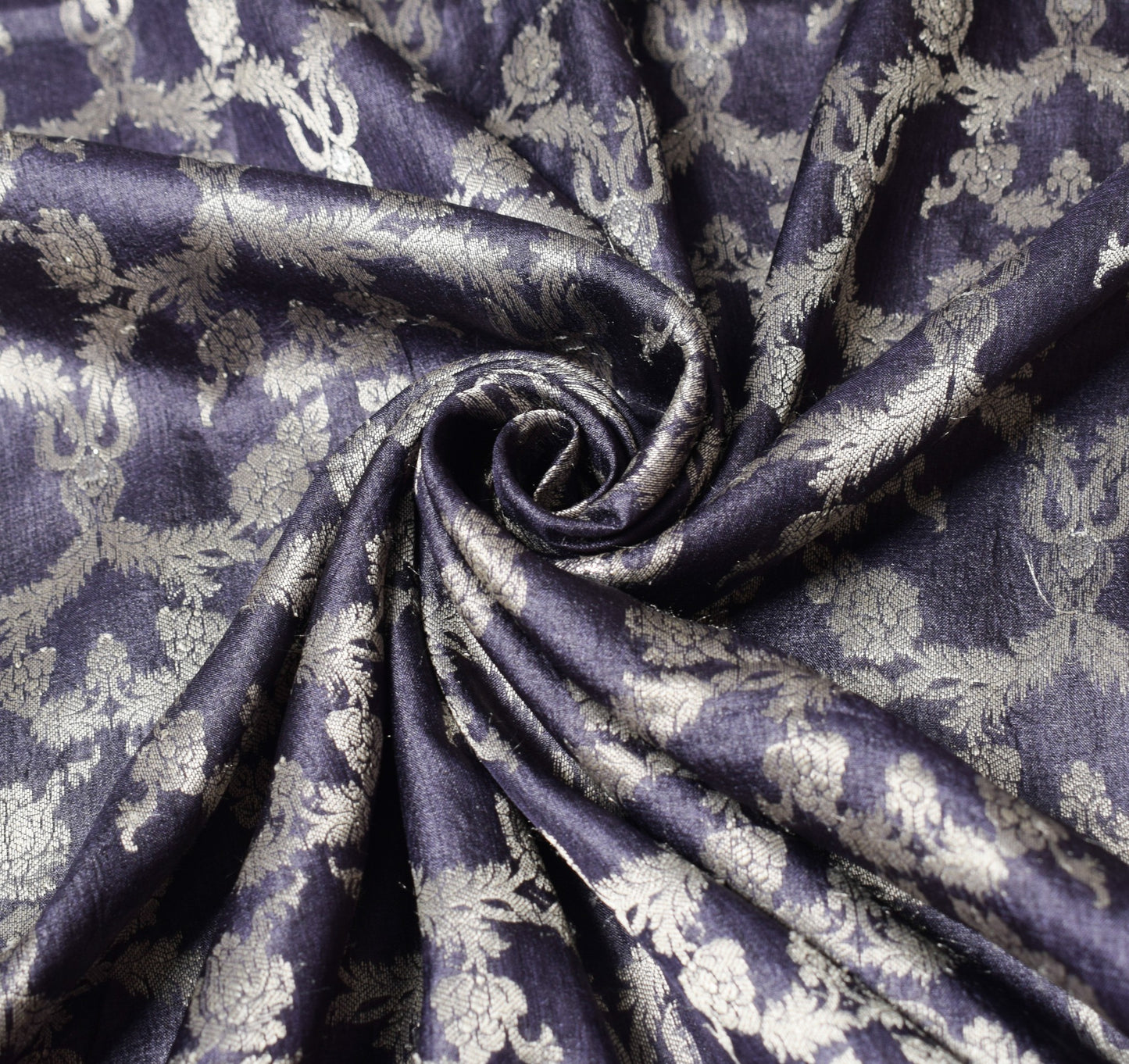 Sushila Vintage Deep Purple Saree Floral Woven Pure Tussar Silk SoftSari Fabric