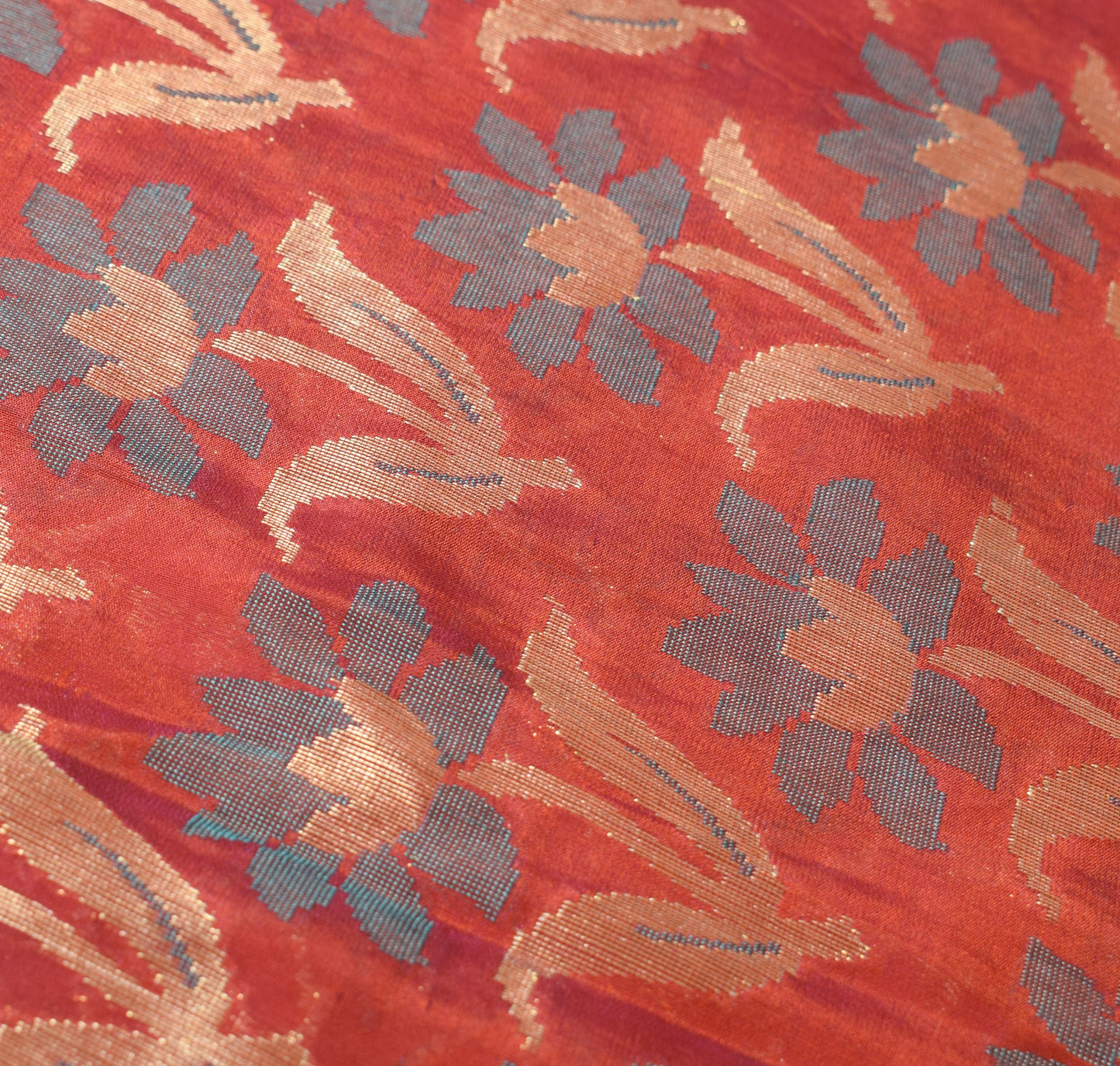 Sushila Vintage Rust Saree Banarasi Zari Brocade Premium Pure Cotton Silk Sari