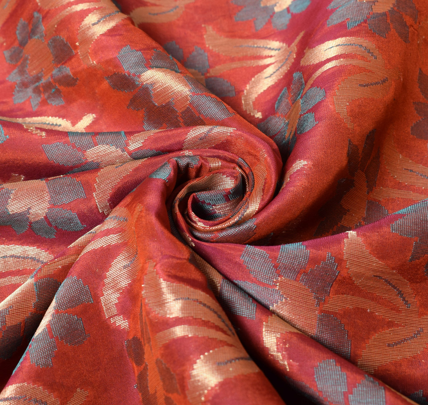 Sushila Vintage Rust Saree Banarasi Zari Brocade Premium Pure Cotton Silk Sari