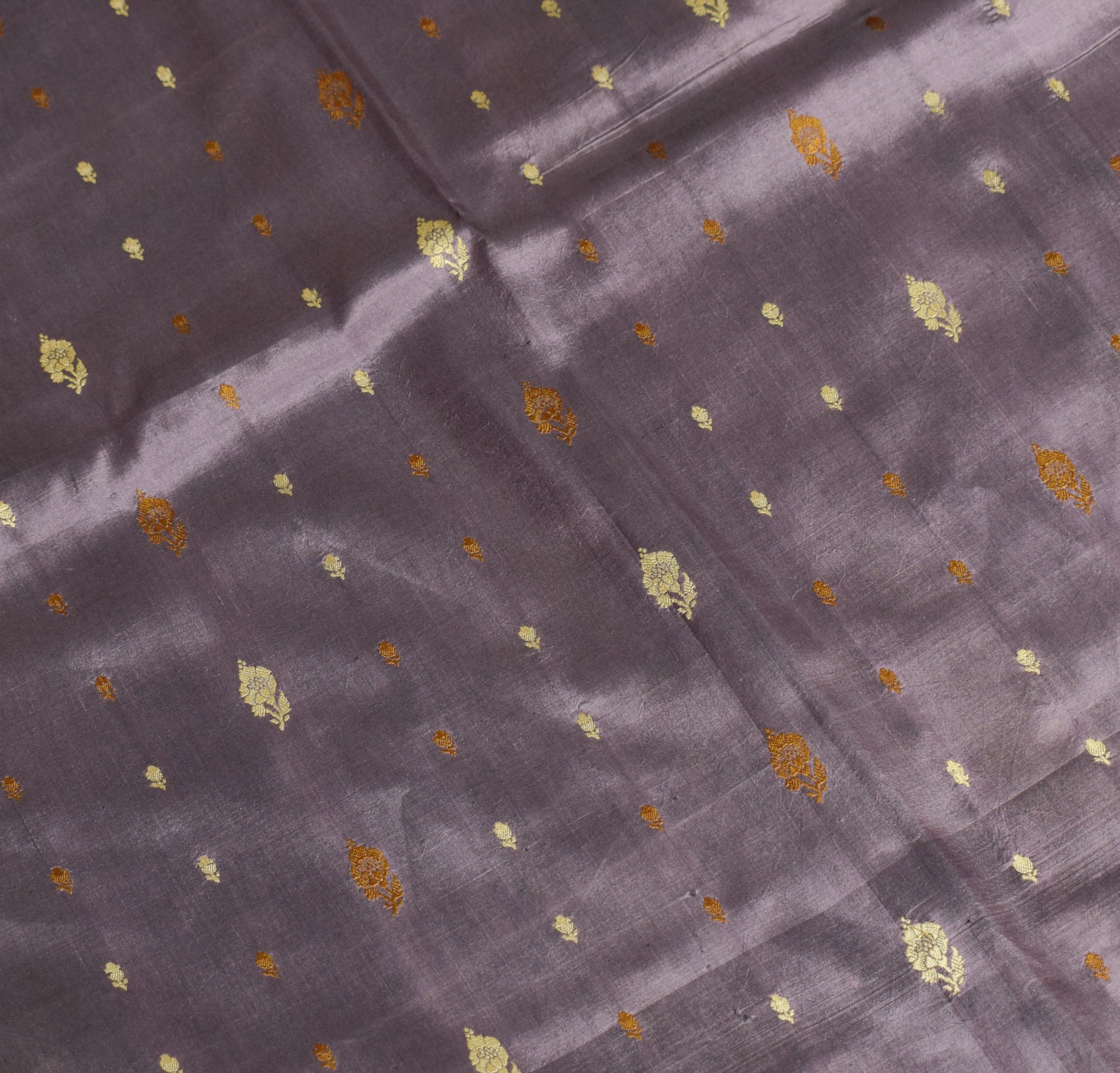 Sushila Vintage Dark Mauve Saree Pure Silk Floral Woven Soft Sari Craft Fabric