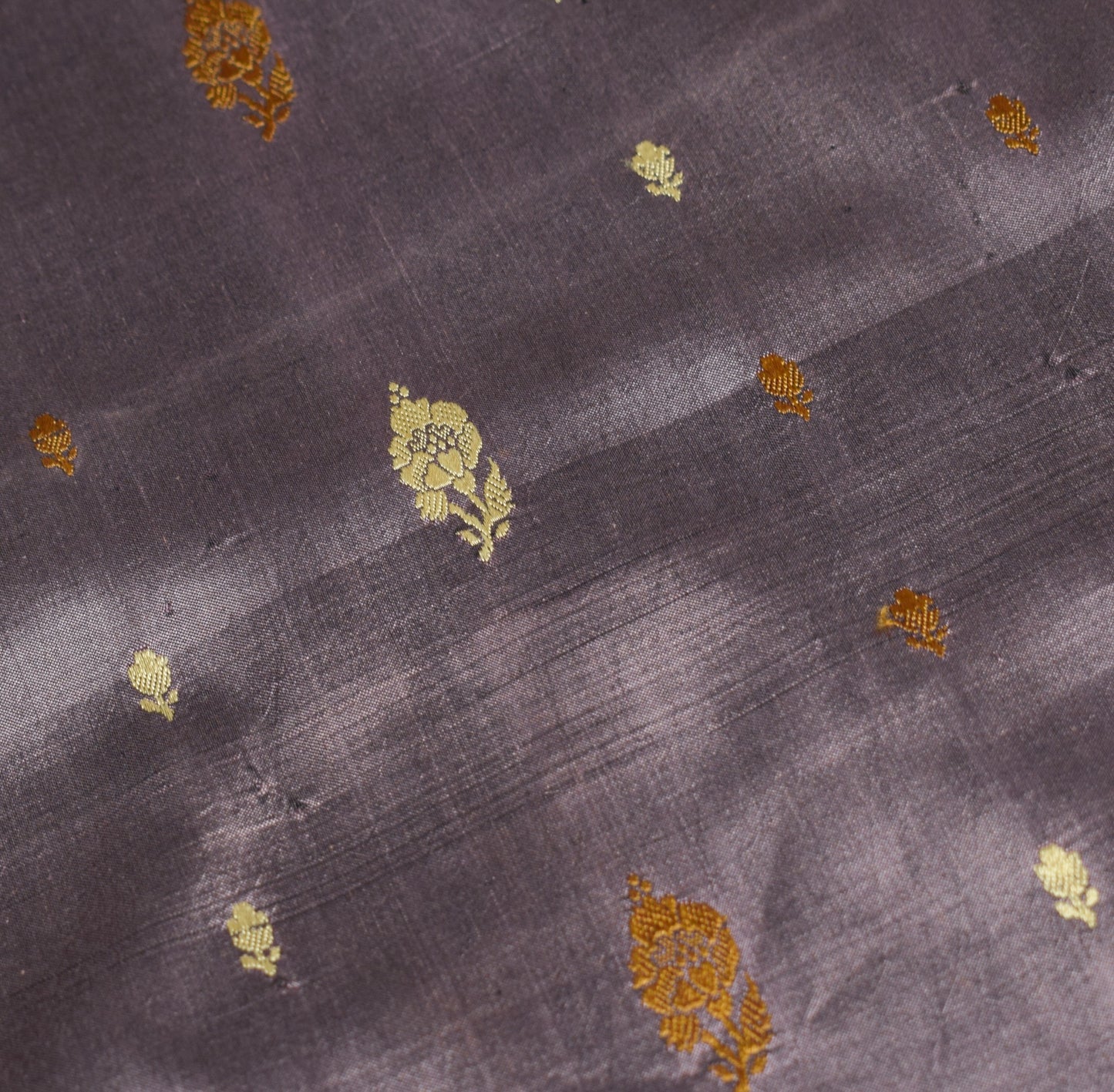 Sushila Vintage Dark Mauve Saree Pure Silk Floral Woven Soft Sari Craft Fabric