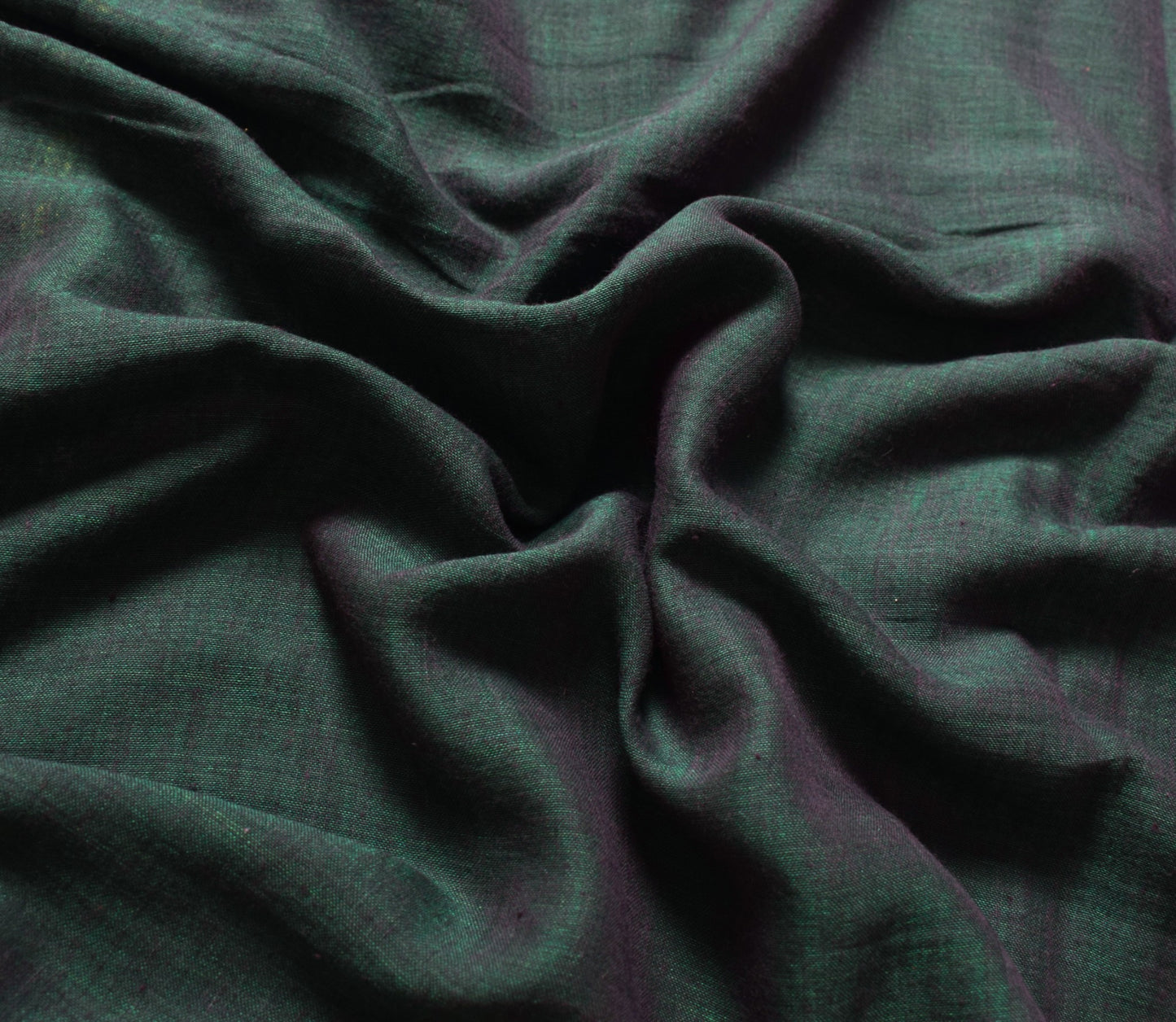 Sushila Vintage Dark Green Saree with Maroon Woven Border PureCotton Sari Fabric