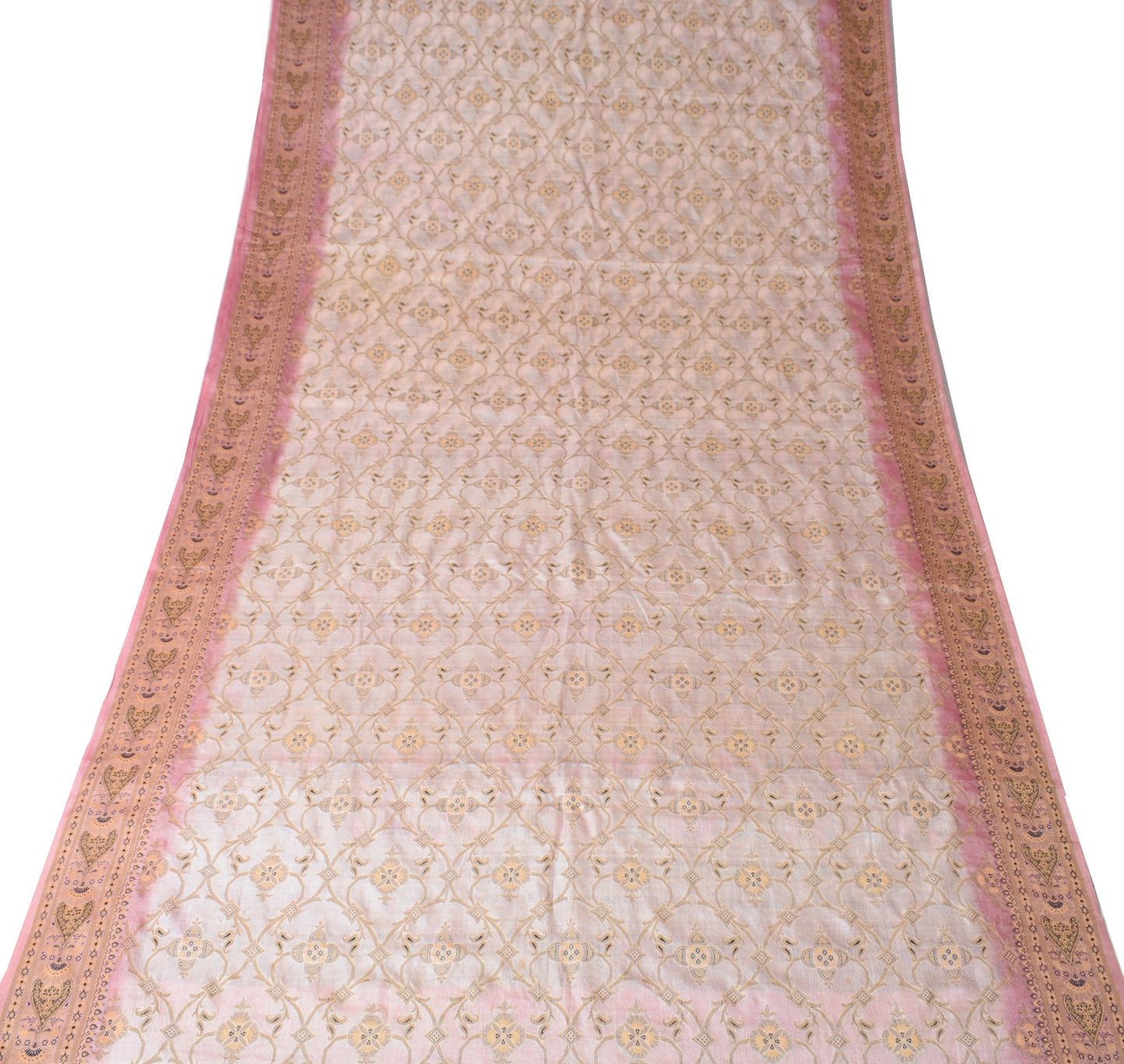 Sushila Vintage Light Pink Saree Pure Tussar Silk Woven Soft Indian Sari Fabric
