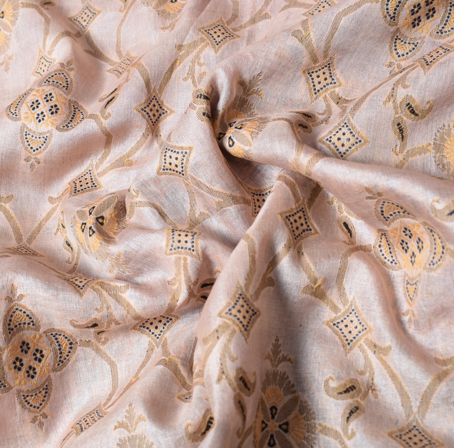 Sushila Vintage Light Pink Saree Pure Tussar Silk Woven Soft Indian Sari Fabric