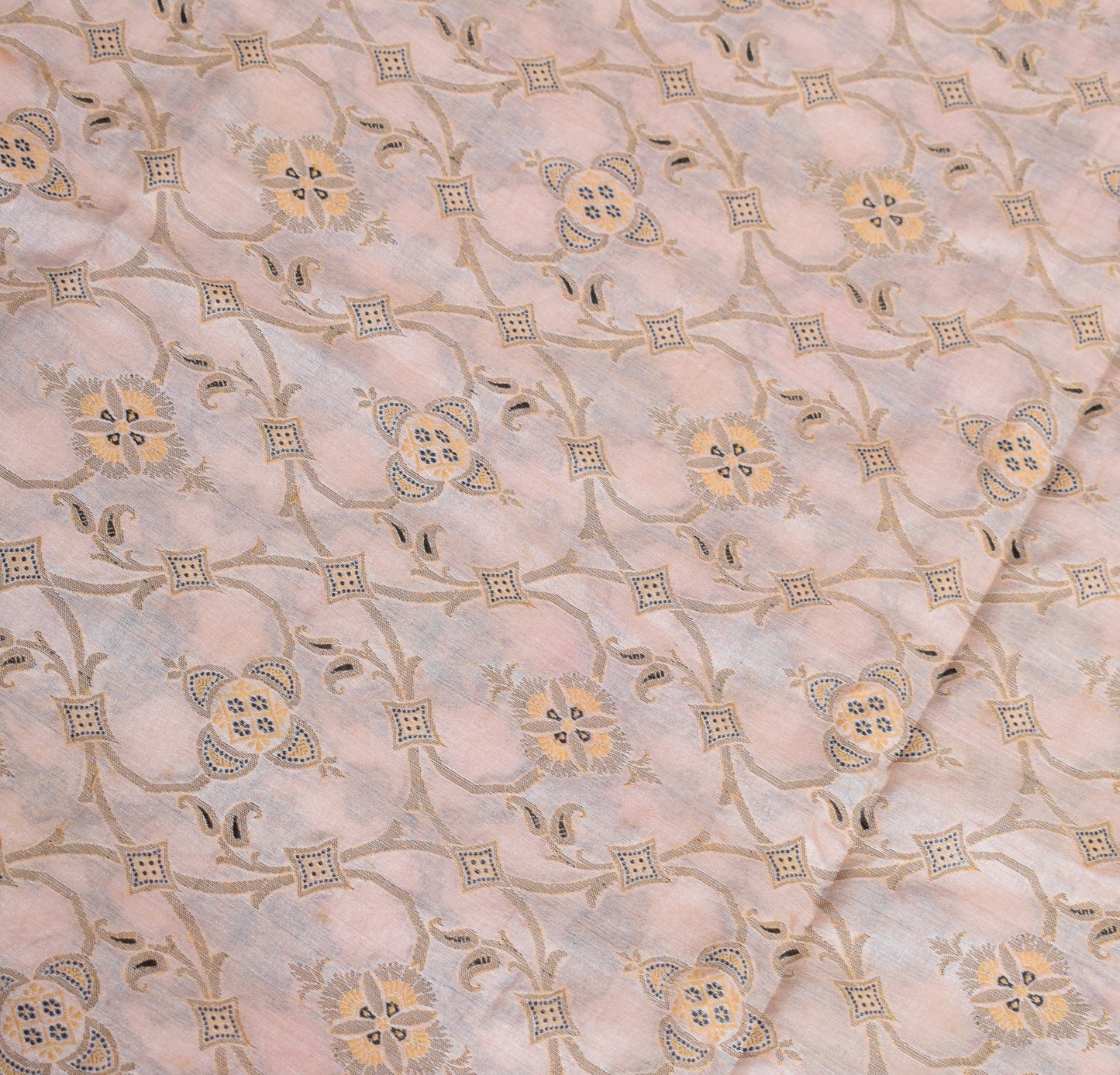 Sushila Vintage Light Pink Saree Pure Tussar Silk Woven Soft Indian Sari Fabric
