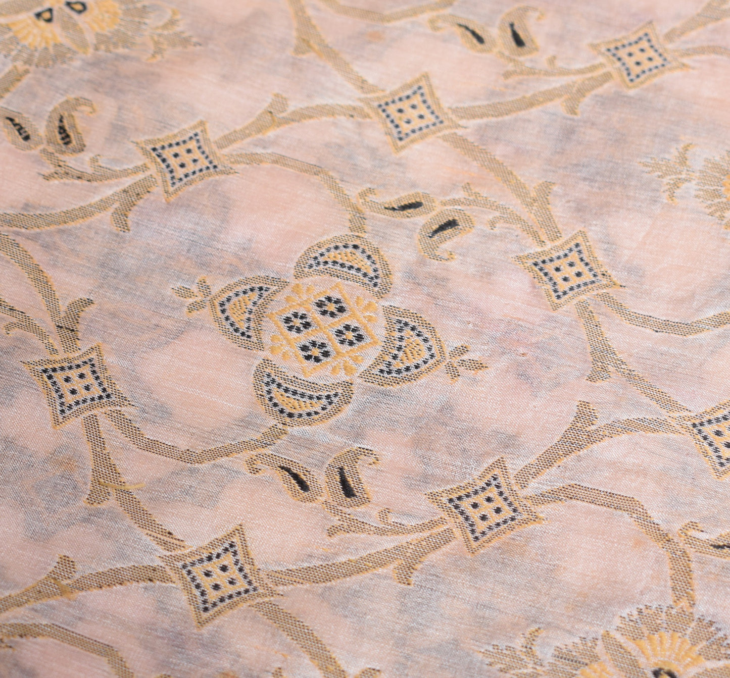 Sushila Vintage Light Pink Saree Pure Tussar Silk Woven Soft Indian Sari Fabric