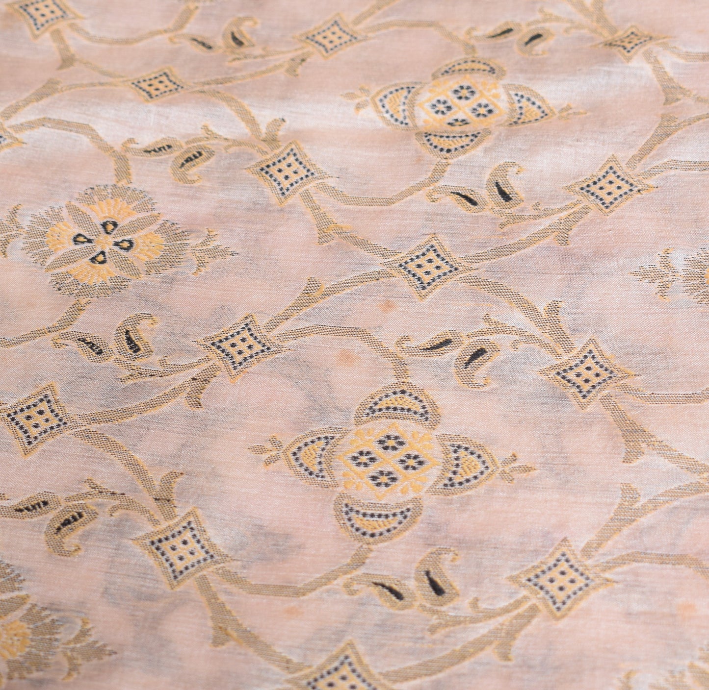 Sushila Vintage Light Pink Saree Pure Tussar Silk Woven Soft Indian Sari Fabric
