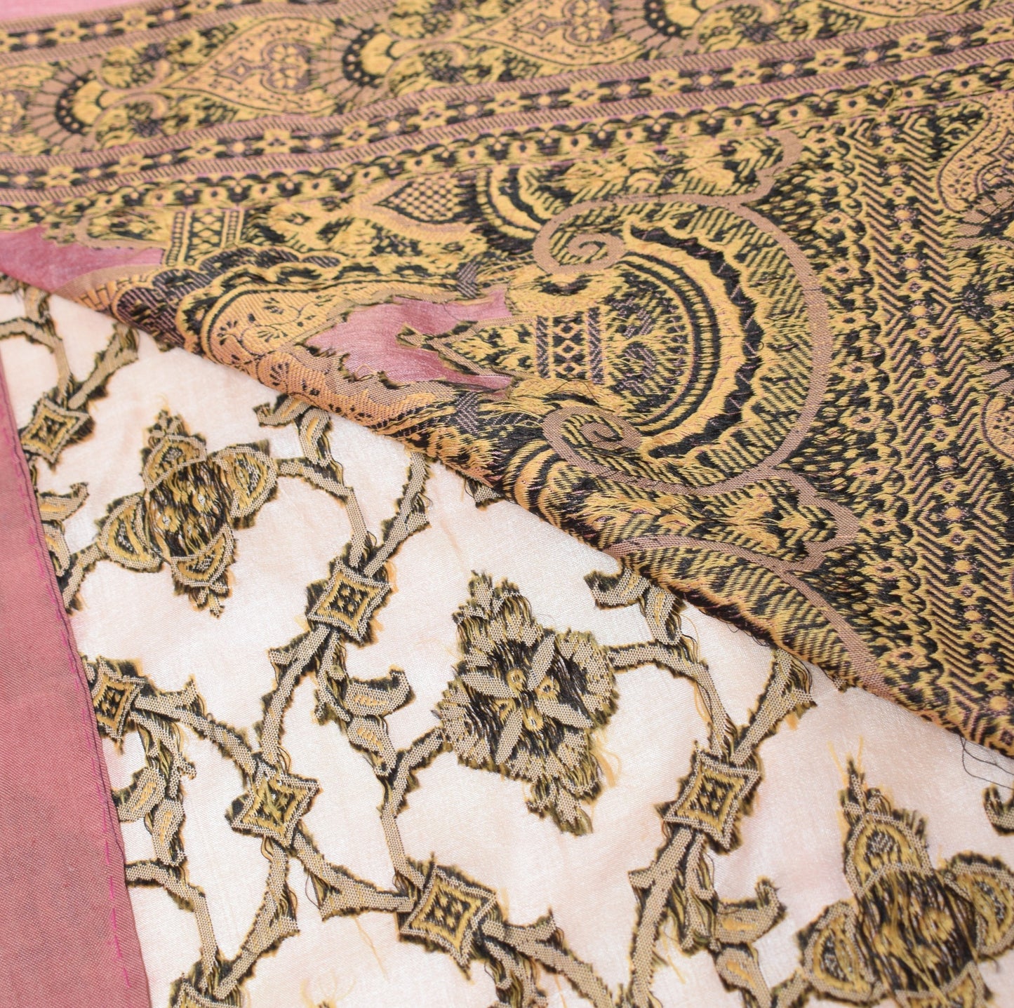Sushila Vintage Light Pink Saree Pure Tussar Silk Woven Soft Indian Sari Fabric
