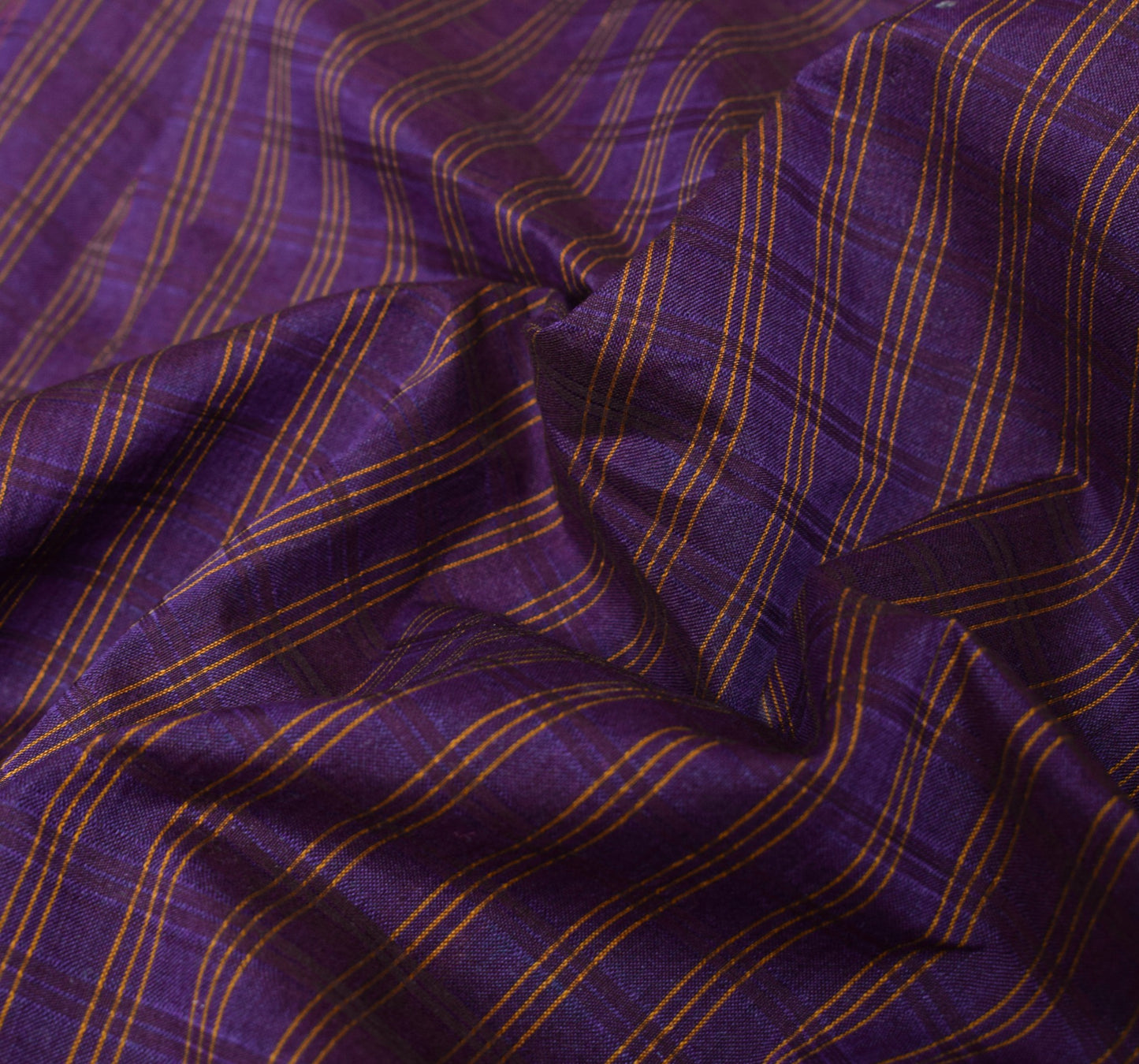 Sushila Vintage Blue Stripes Saree Pure Cotton Silk Handloom Woven Sari Fabric