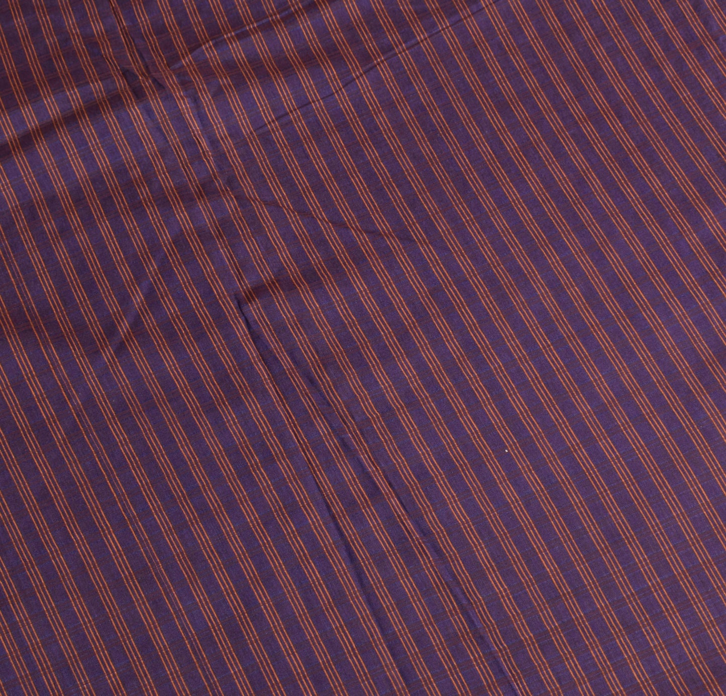 Sushila Vintage Blue Stripes Saree Pure Cotton Silk Handloom Woven Sari Fabric