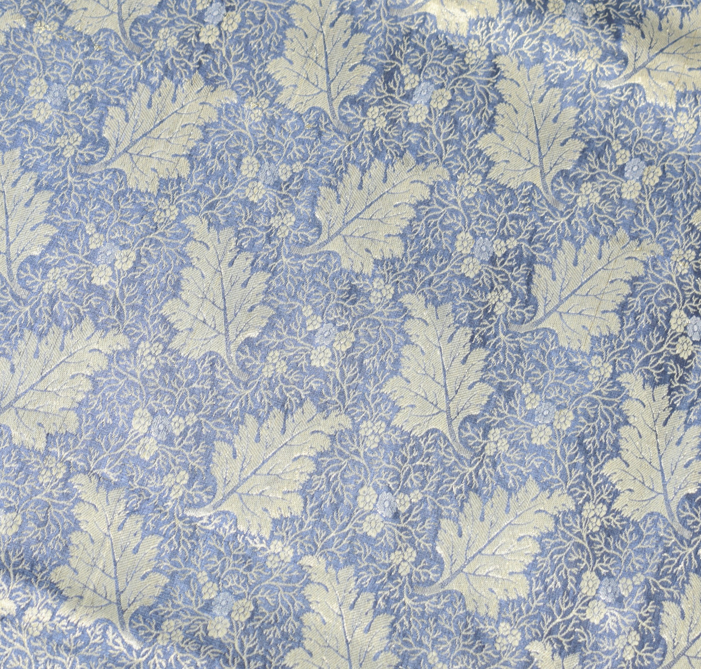 Sushila Vintage Floral Gray Saree Pure Tussar Silk Woven 6Yard Sari Craft Fabric