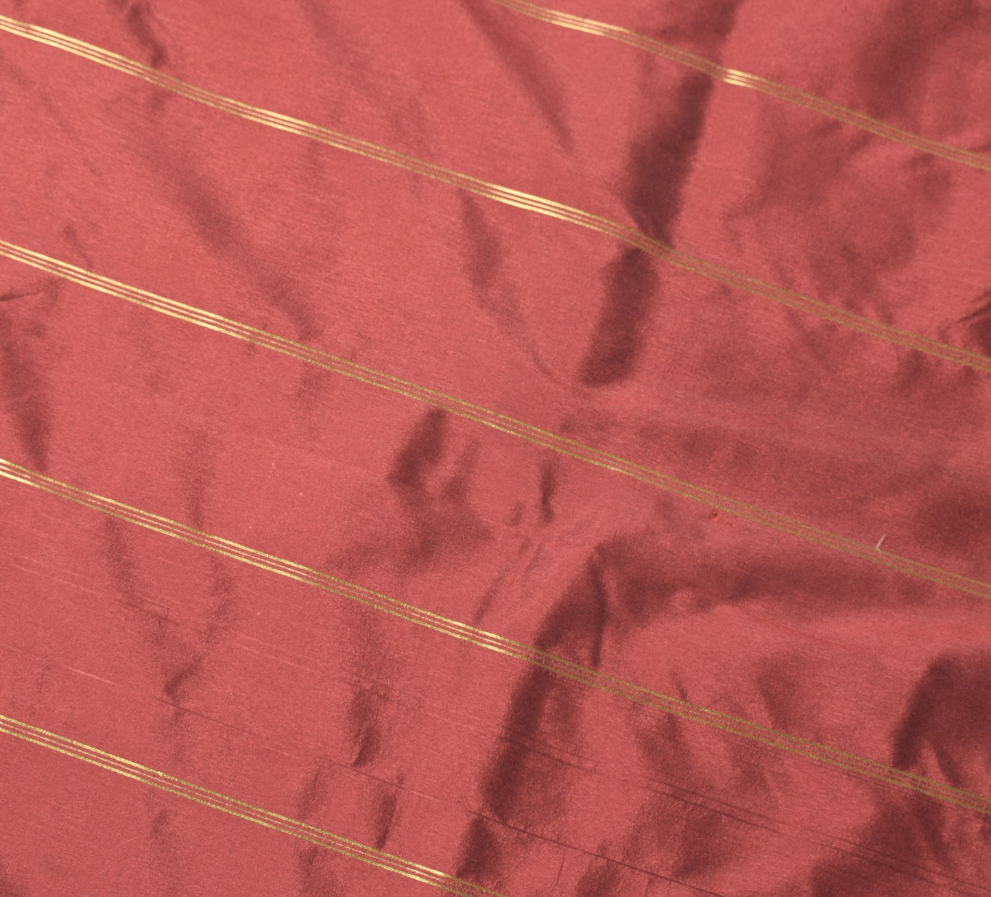 Sushila Vintage Brown Saree Maroon Rudraksh Border Pure Silk Woven Sari Fabric