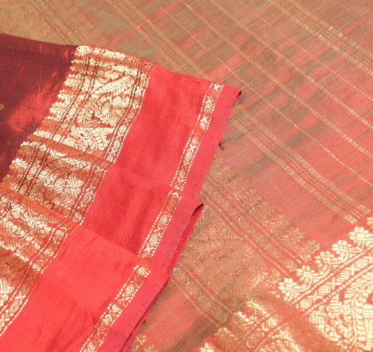 Sushila Vintage Premium Maroon Saree Pure Cotton Silk Zari Brocade Sari Fabric