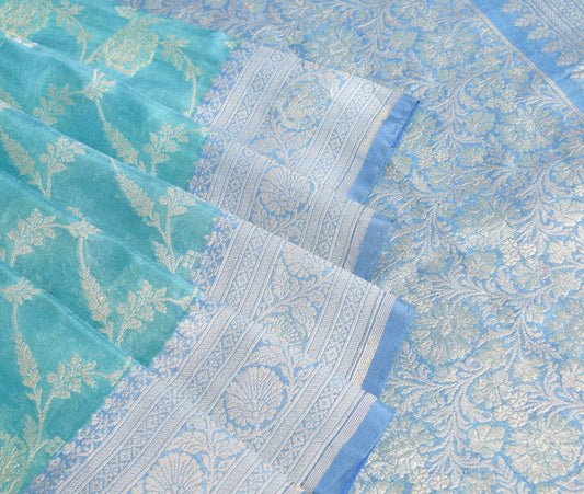 Sushila Vintage Pure Banarasi Silk Saree Woven Floral HEAVY Handloom Sari Fabric