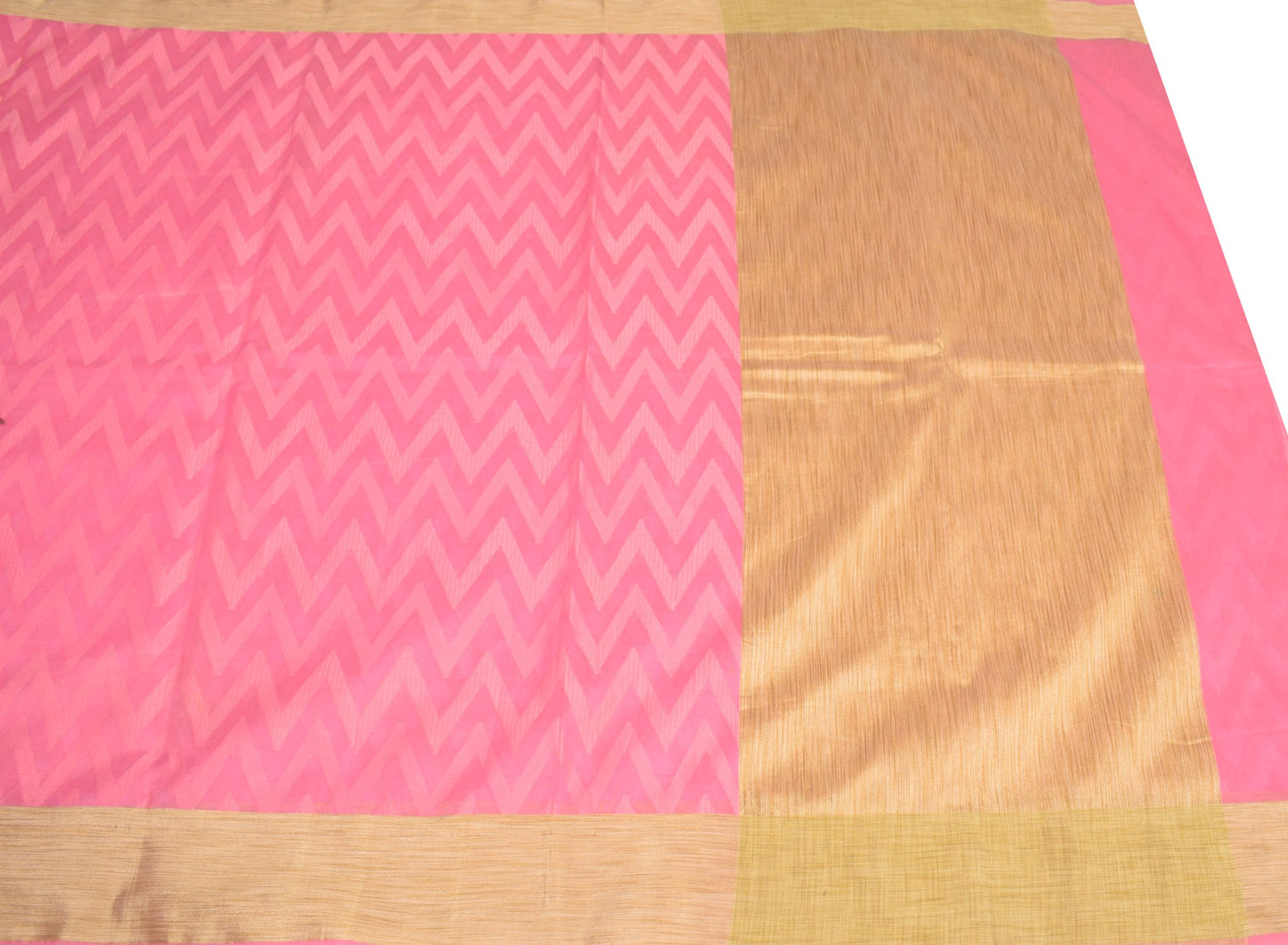 Sushila Vintage Woven Pink Saree Pure Cotton Silk Kota Doria Sari Craft Fabric