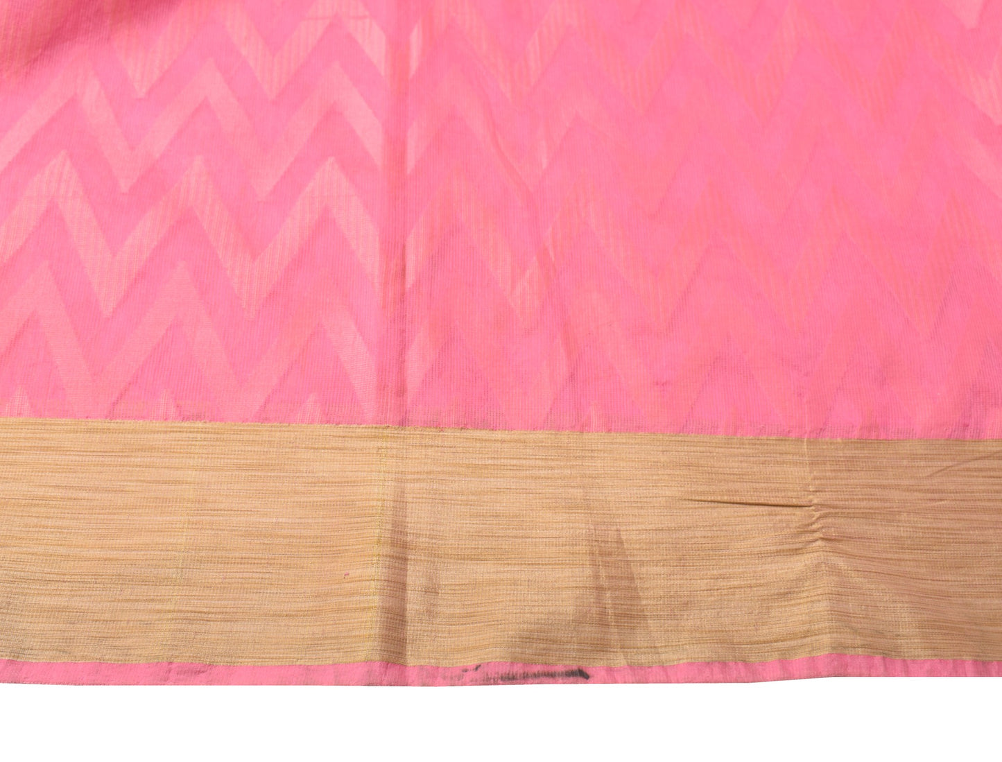 Sushila Vintage Woven Pink Saree Pure Cotton Silk Kota Doria Sari Craft Fabric