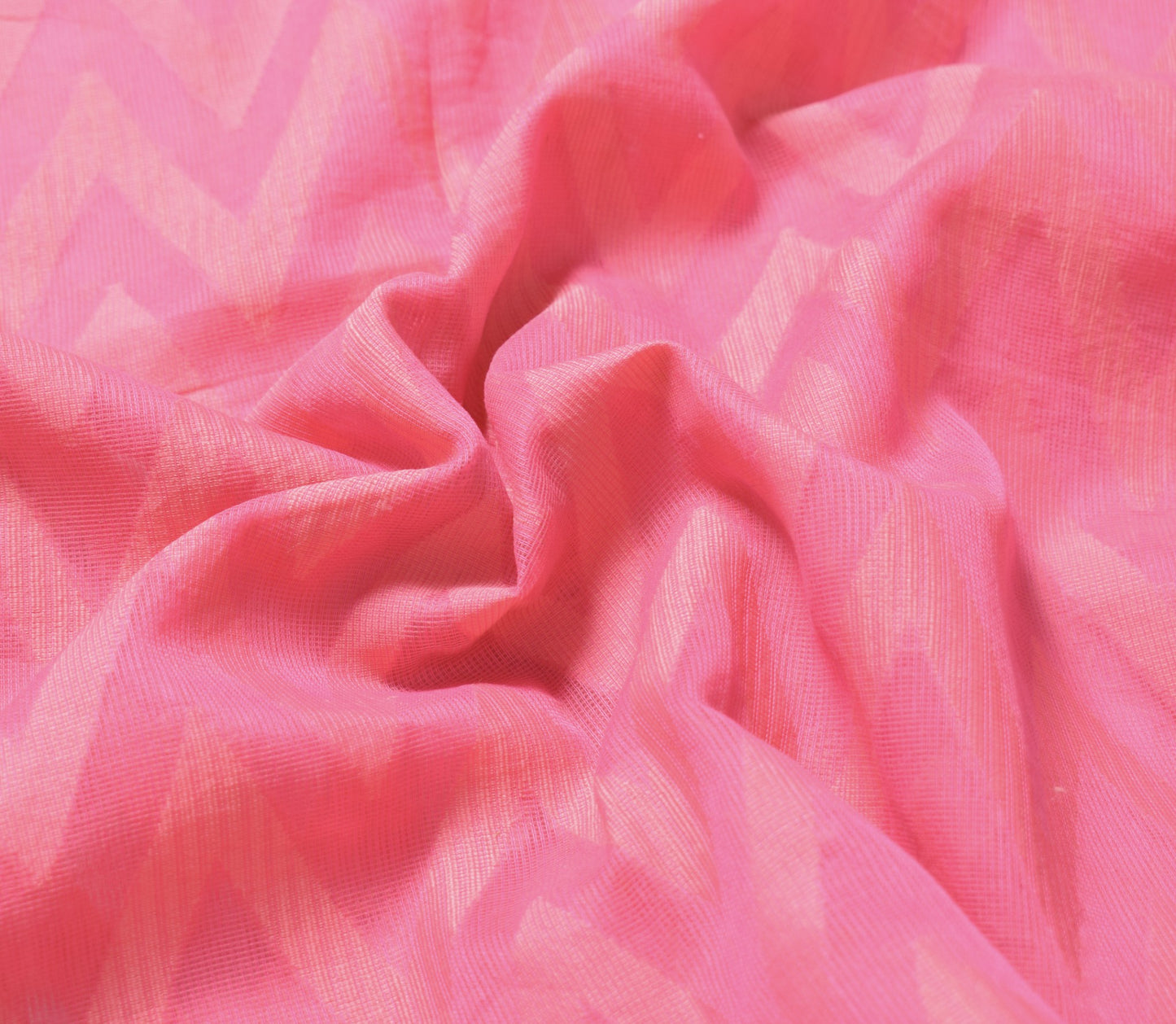 Sushila Vintage Woven Pink Saree Pure Cotton Silk Kota Doria Sari Craft Fabric