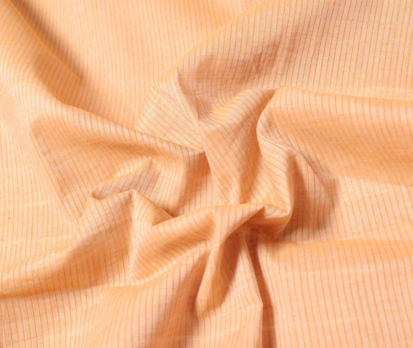 Sushila Vintage Peach Saree Art Cotton Stripes Woven 6 Yard Sari Craft Fabric
