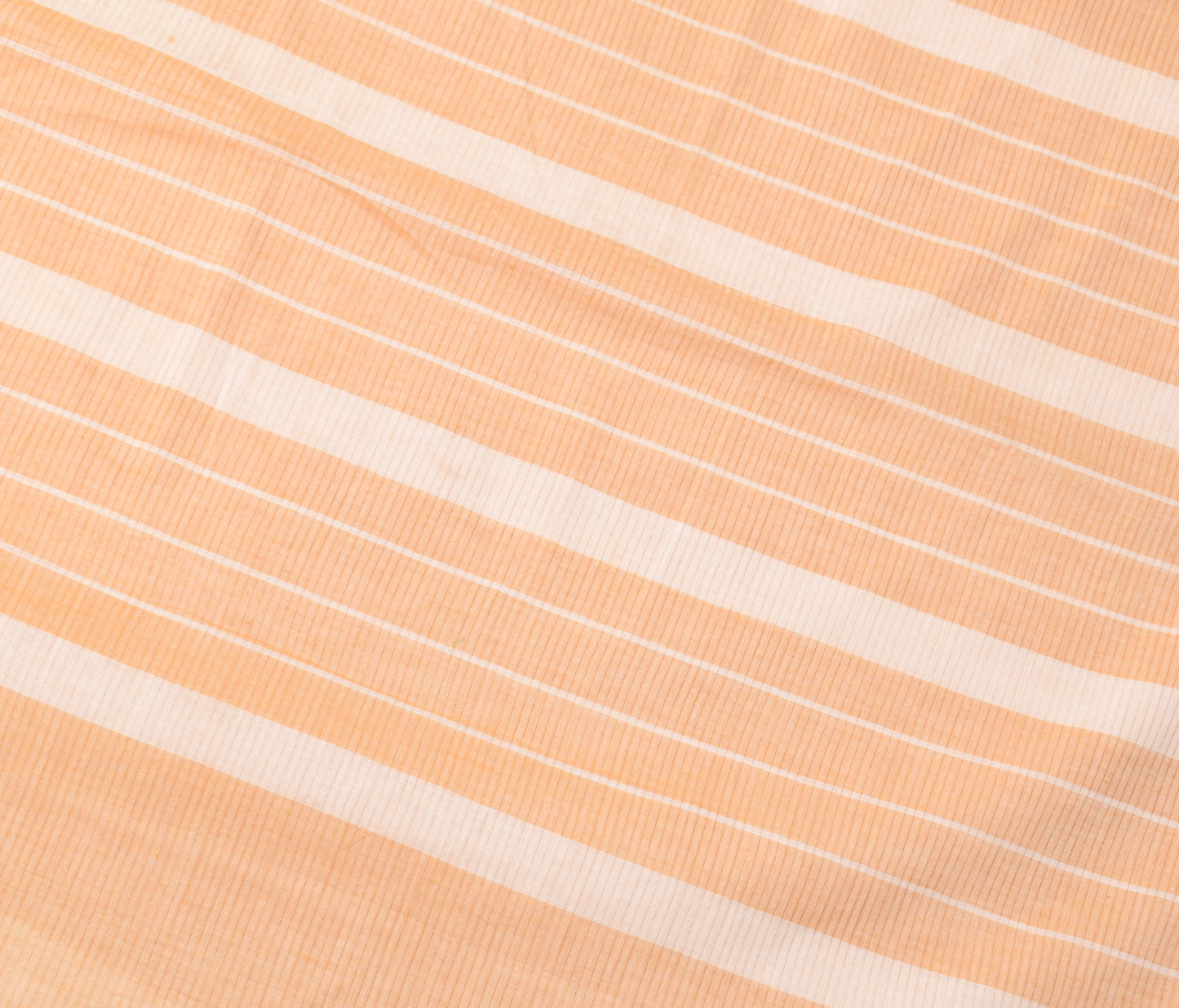Sushila Vintage Peach Saree Art Cotton Stripes Woven 6 Yard Sari Craft Fabric
