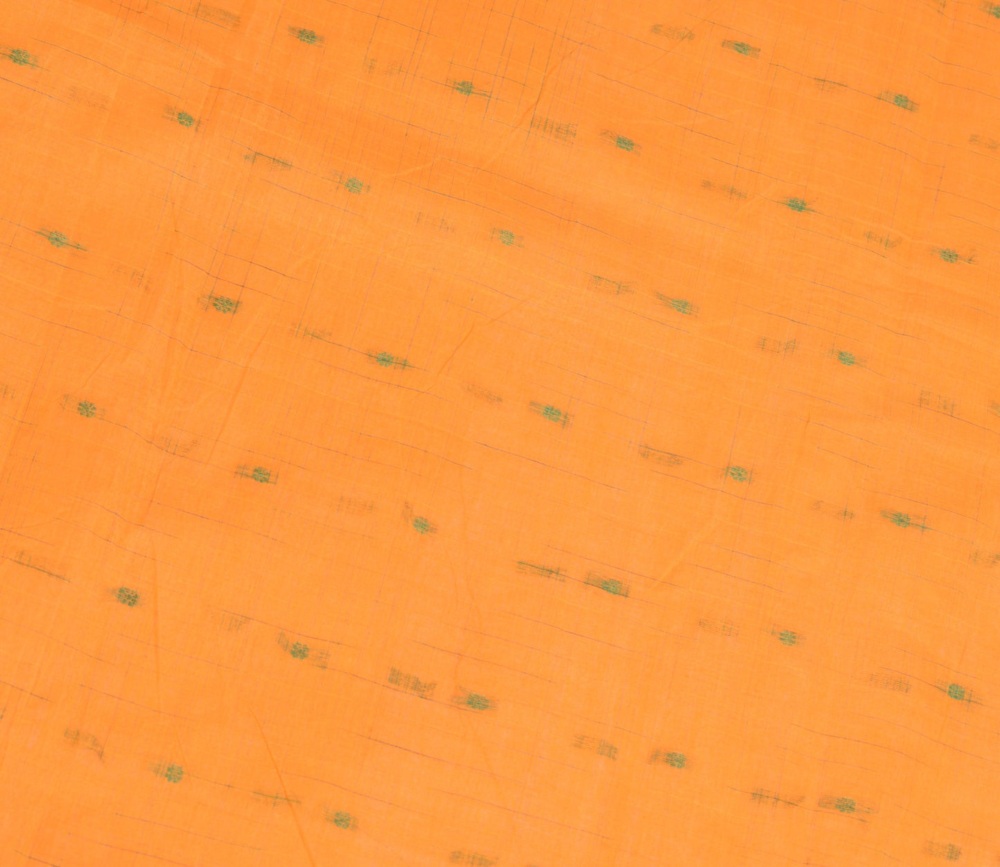 Sushila Vintage Orange Handloom Saree Pure Cotton Floral Woven Sari Craft Fabric