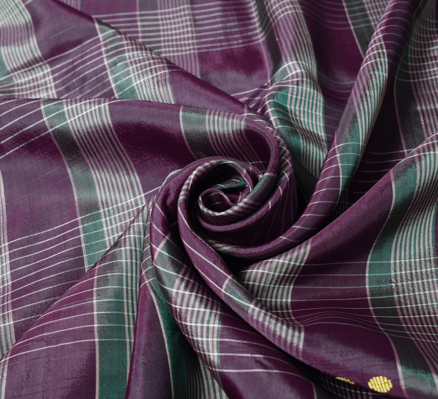 Sushila Vintage Handwoven Indian Saree Pure Silk Purple Floral Check Sari Fabric