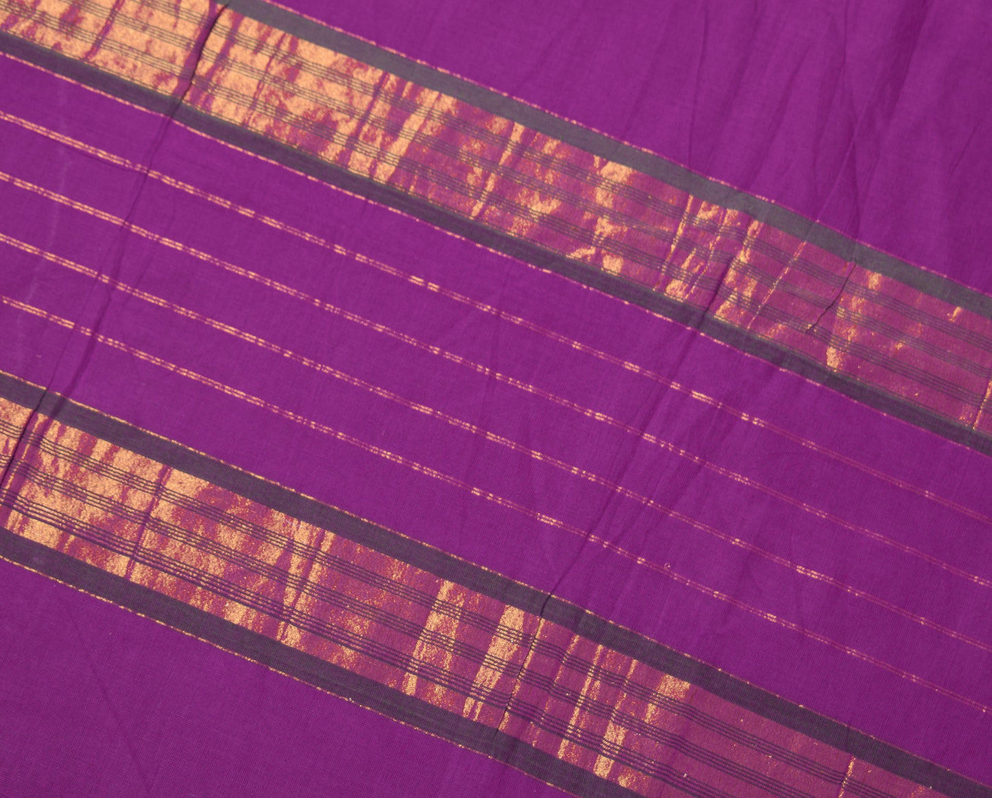 Sushila Vintage Kanchipuram Cotton Saree Purple Handloom ZariWoven Peacock Sari