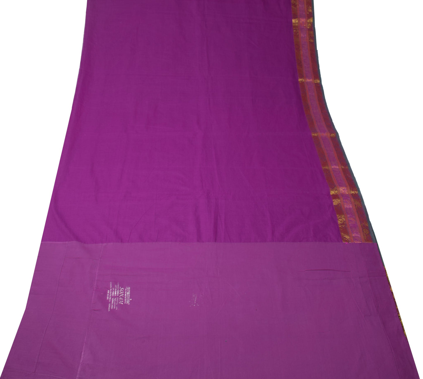 Sushila Vintage Kanchipuram Cotton Saree Purple Handloom ZariWoven Peacock Sari