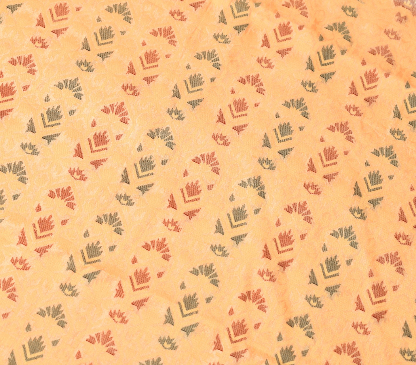 Sushila Vintage Cream Hand Woven Saree Pure Tussar Silk Floral Soft Sari Fabric