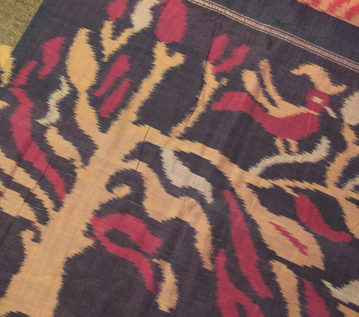 Sushila Vintage Pochampally Ikat Saree Maroon Pure Cotton Hand Woven Birds Sari